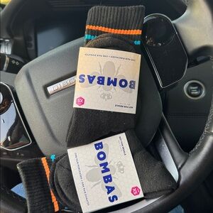 Bombas Black Socks with Orange Stripes